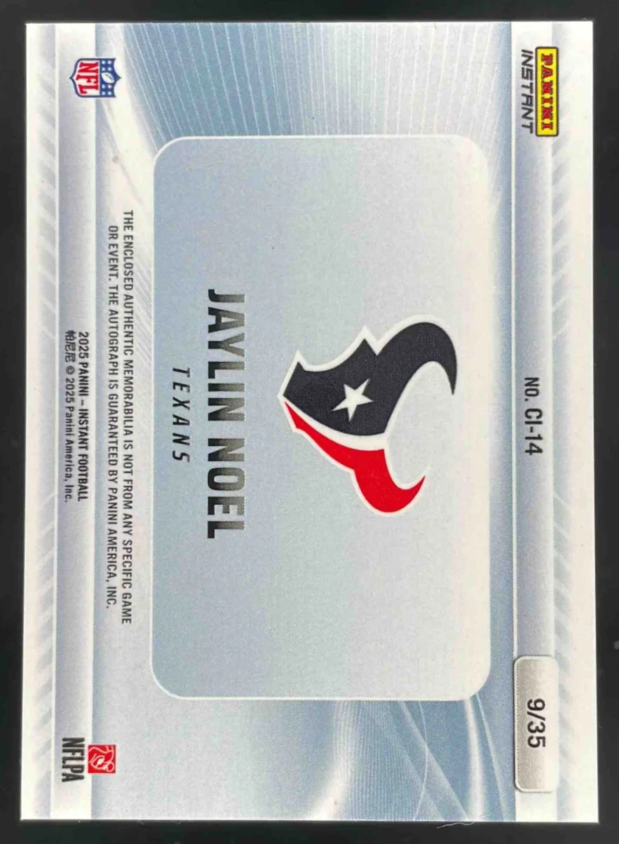 2025 Panini Instant Clearly Instant Rookie Auto Jaylin Noel RC /35 - Image 2