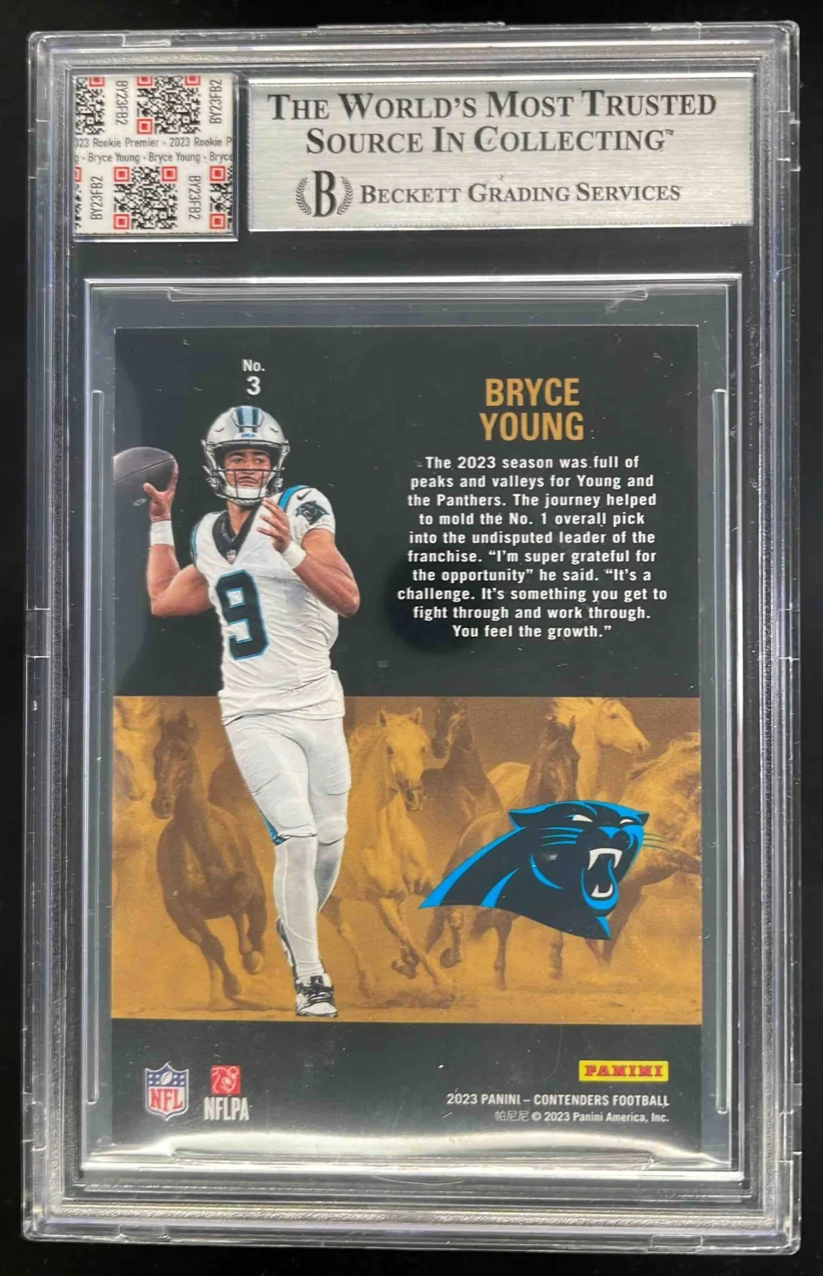 2023 Panini Contenders Rookie Stallions #3 Bryce Young RC Football BGS Authentic - Image 2