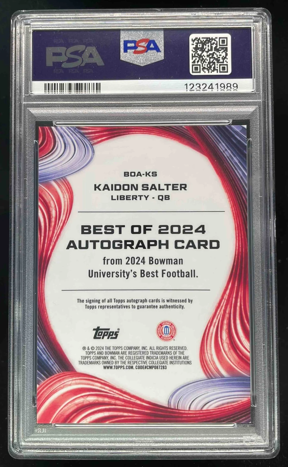 2024 Bowman Best University Best of 2024 #BOA-KS Kaidon Salter Auto PSA 10 - Image 2