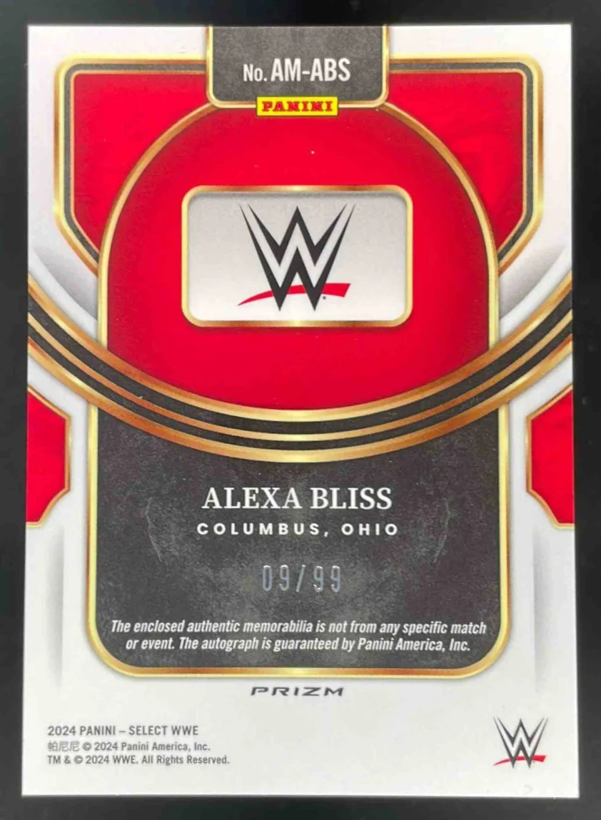 2024 Panini Select WWE Autographed Memorabilia #AM-ABS Alexa Bliss Auto /99 - Image 2