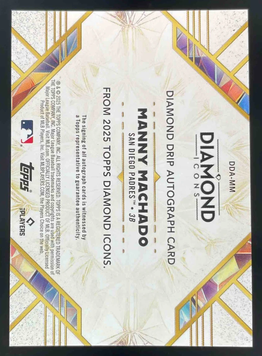 2025 Topps Diamond Icons Diamond Drip Autograph #DDA-MM Manny Machado Auto /25 - Image 2
