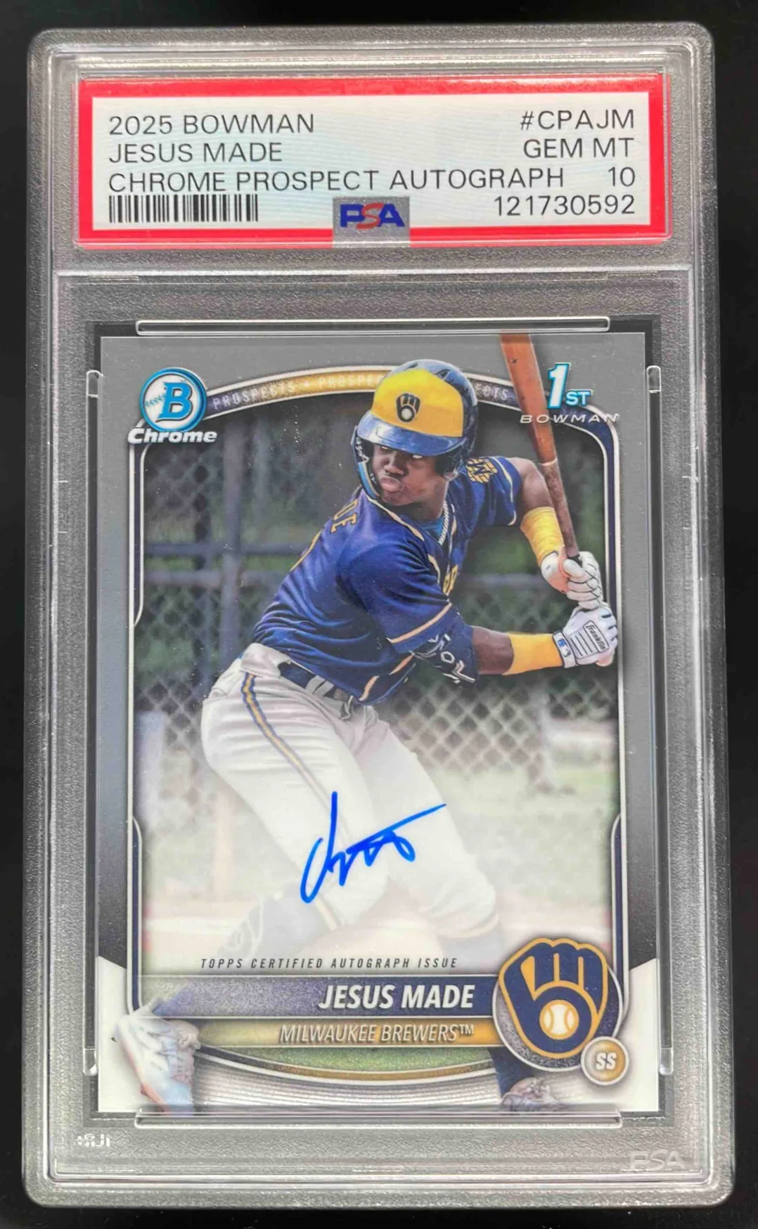 2025 Bowman Chrome Prospect Autographs #CPA-JM Jesus Made RC Auto PSA 10