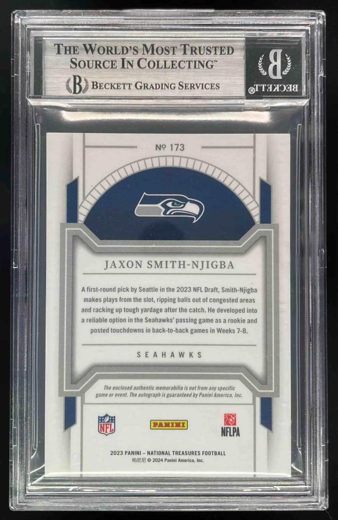 2023 National Treasures Stars Stripes NFL Jaxon Smith-Njigba RC Auto 1/1 BGS 8.5 - Image 2