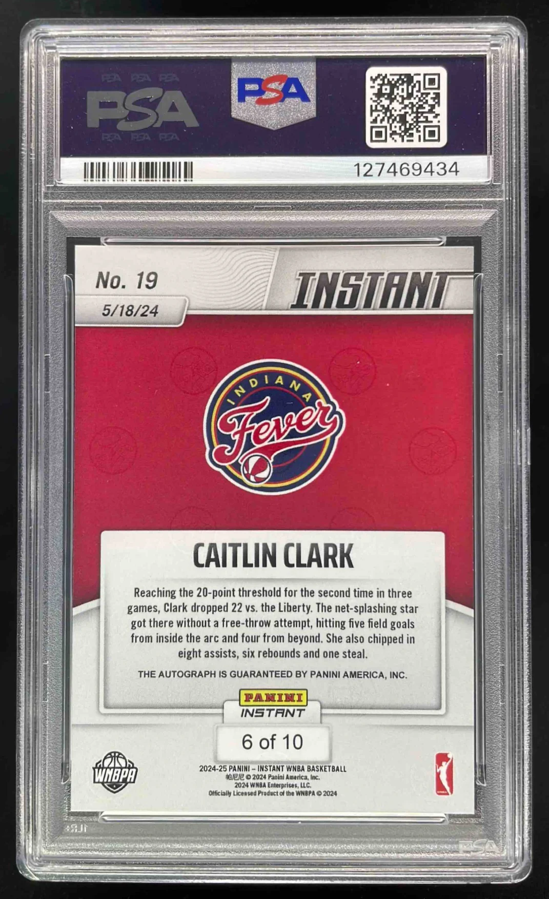 2024 Panini Instant WNBA Autograph Jaguar #19 Caitlin Clark RC Auto /10 PSA 9 - Image 2