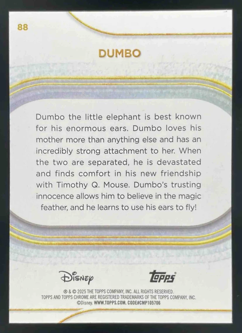 2025 Topps Chrome Disney Sapphire #88 Dumbo - Image 2
