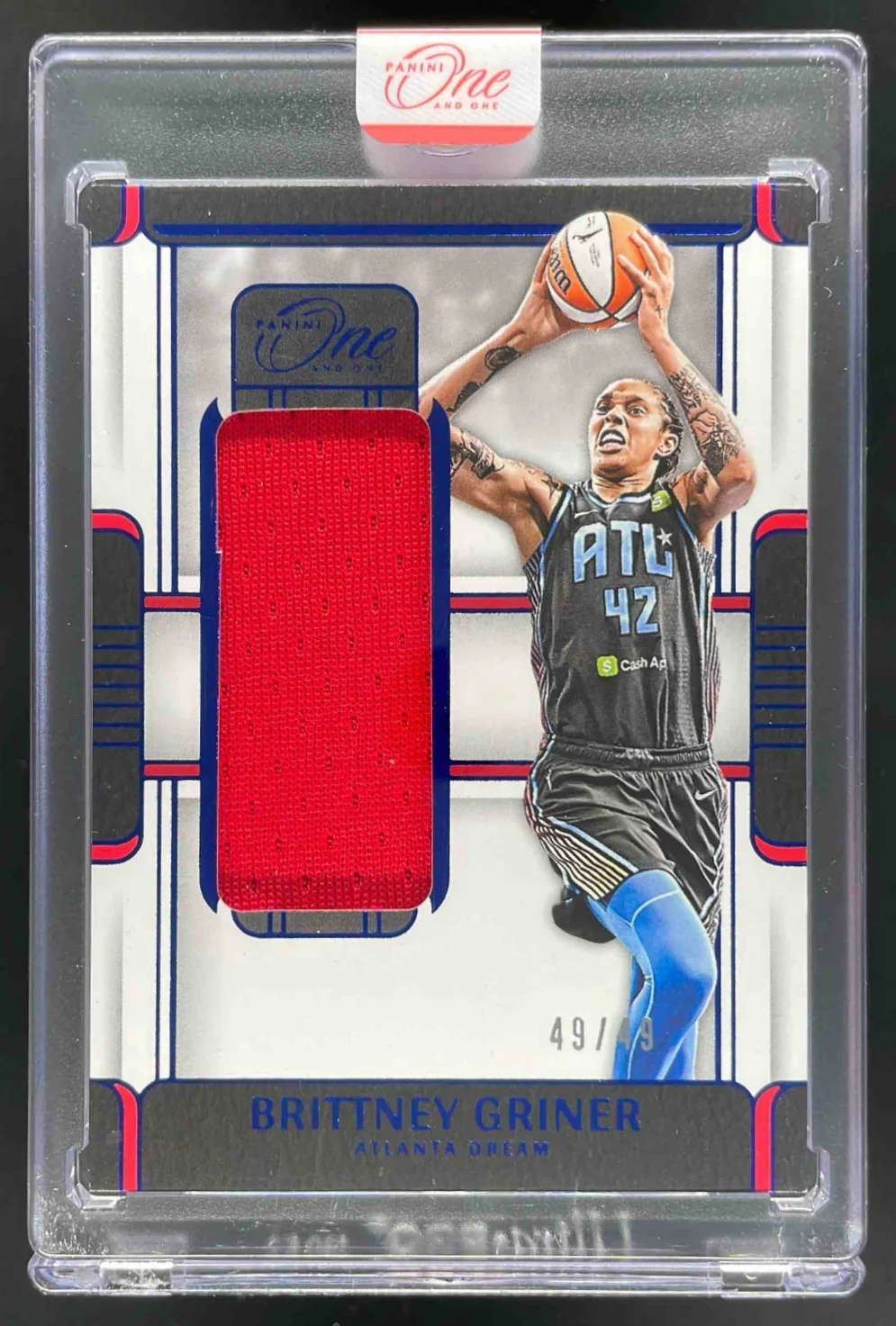 2025 Panini One and One WNBA Memorabilia Blue #28 Brittney Griner /49