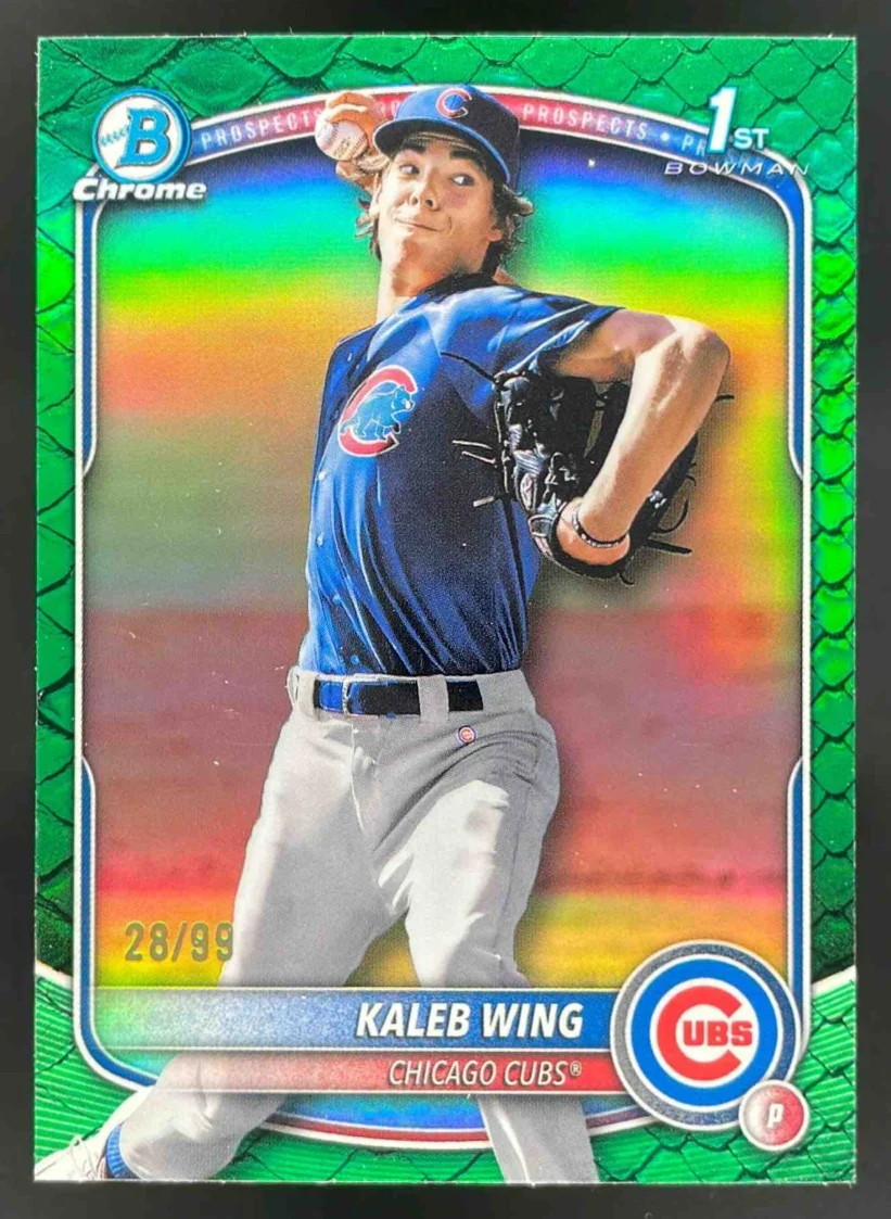 2025 Bowman Draft Chrome Green Reptilian Refractor #BDC-131 Kaleb Wing RC /99