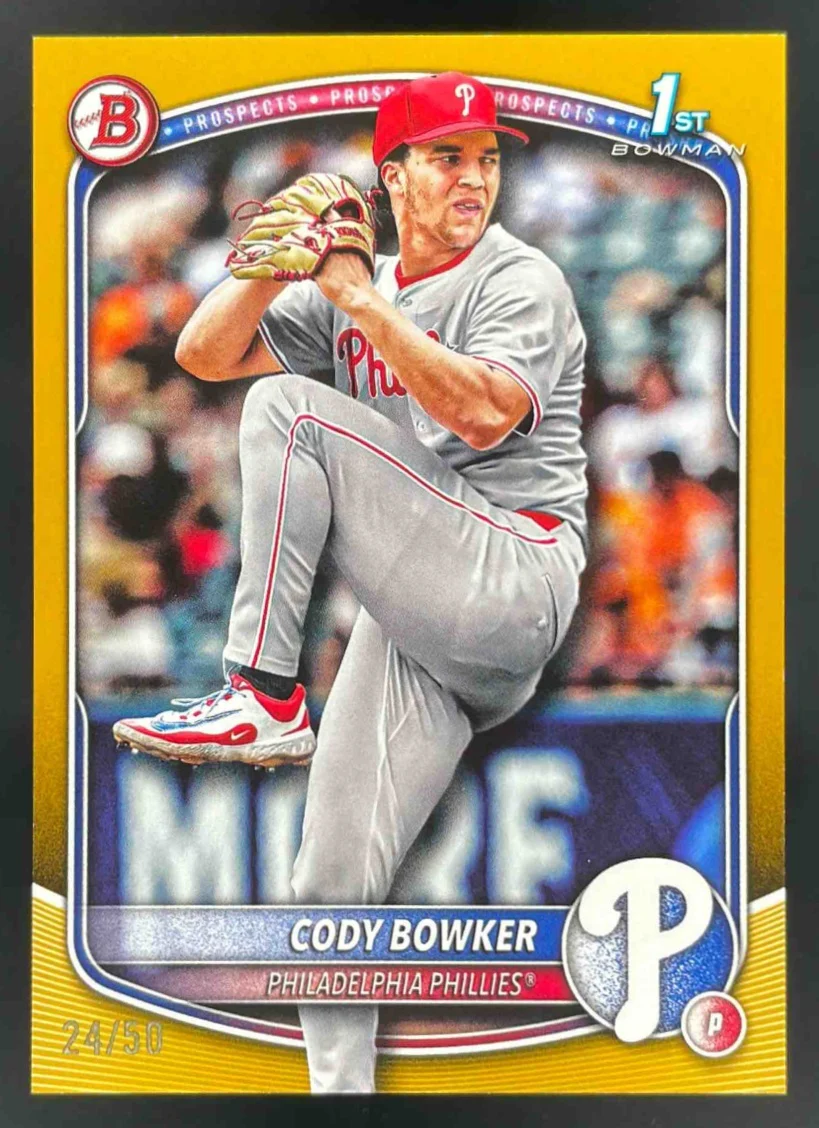 2025 Bowman Draft Gold Border #BD-140 Cody Bowker RC /50