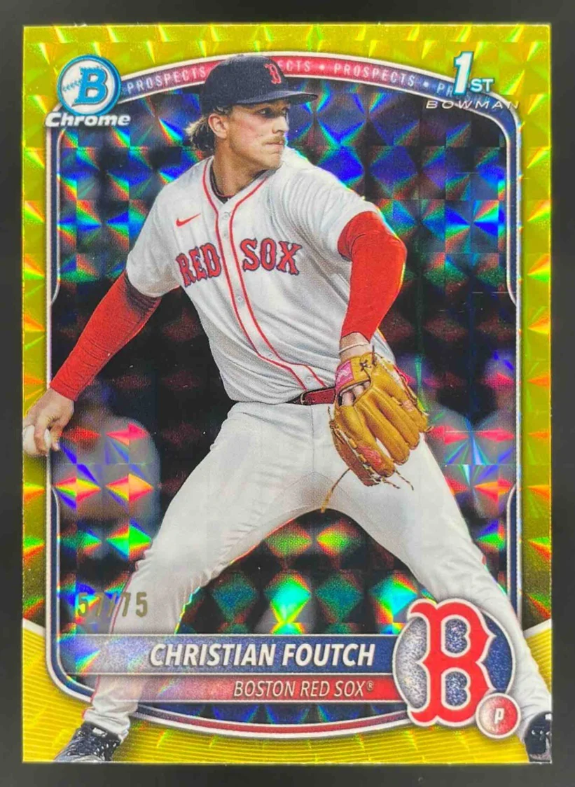 2025 Bowman Draft Chrome Yellow Geometric #BDC-127 Christian Foutch RC /75