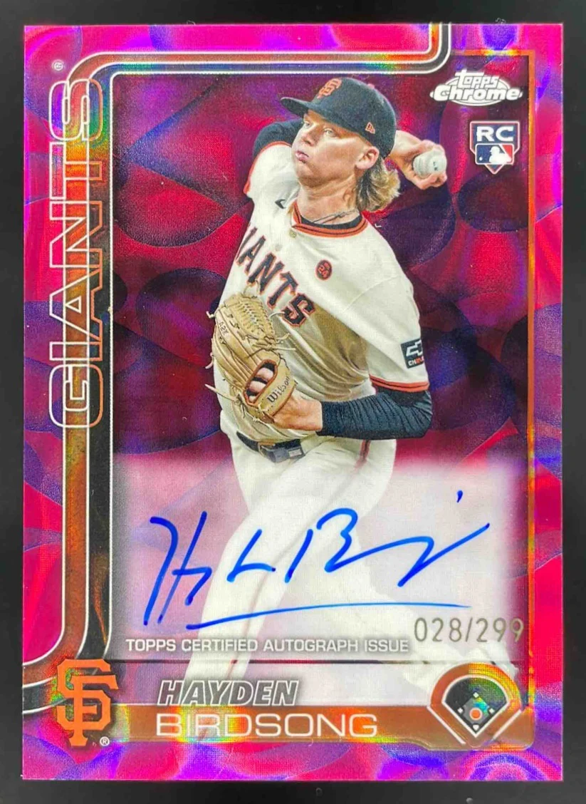 2025 Topps Chrome Rookie Lava Lamp Magenta Purple Hayden Birdsong RC Auto /299