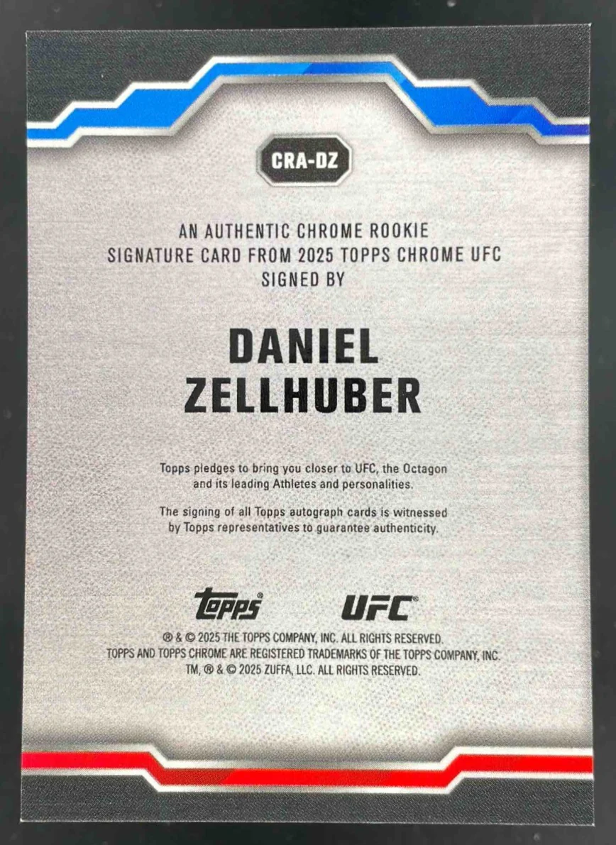 2025 Topps UFC Chrome Rookie #CRA-DZ Daniel Zellhuber RC Auto - Image 2