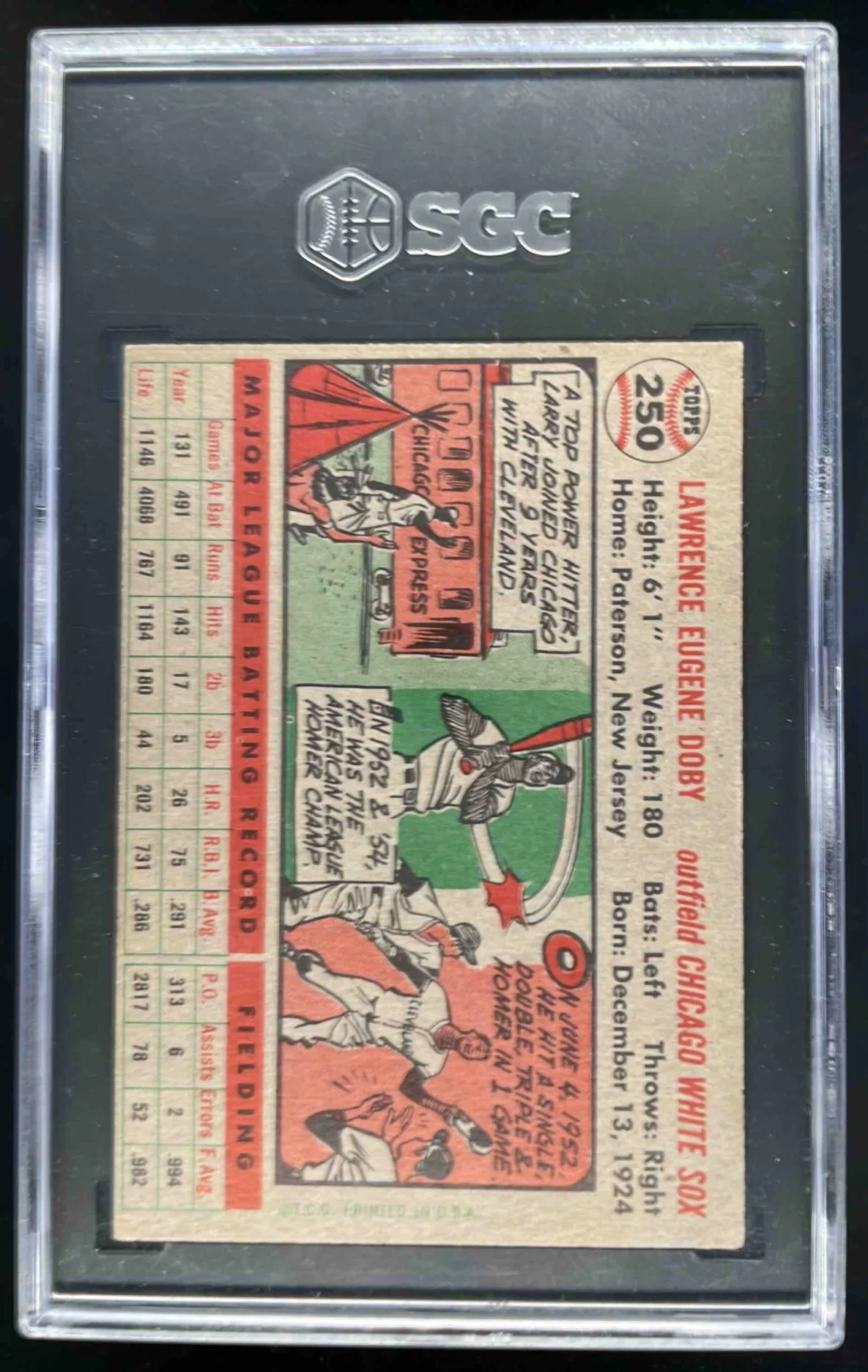 1956 Topps #250 Larry Doby SGC 4.5 - Image 2