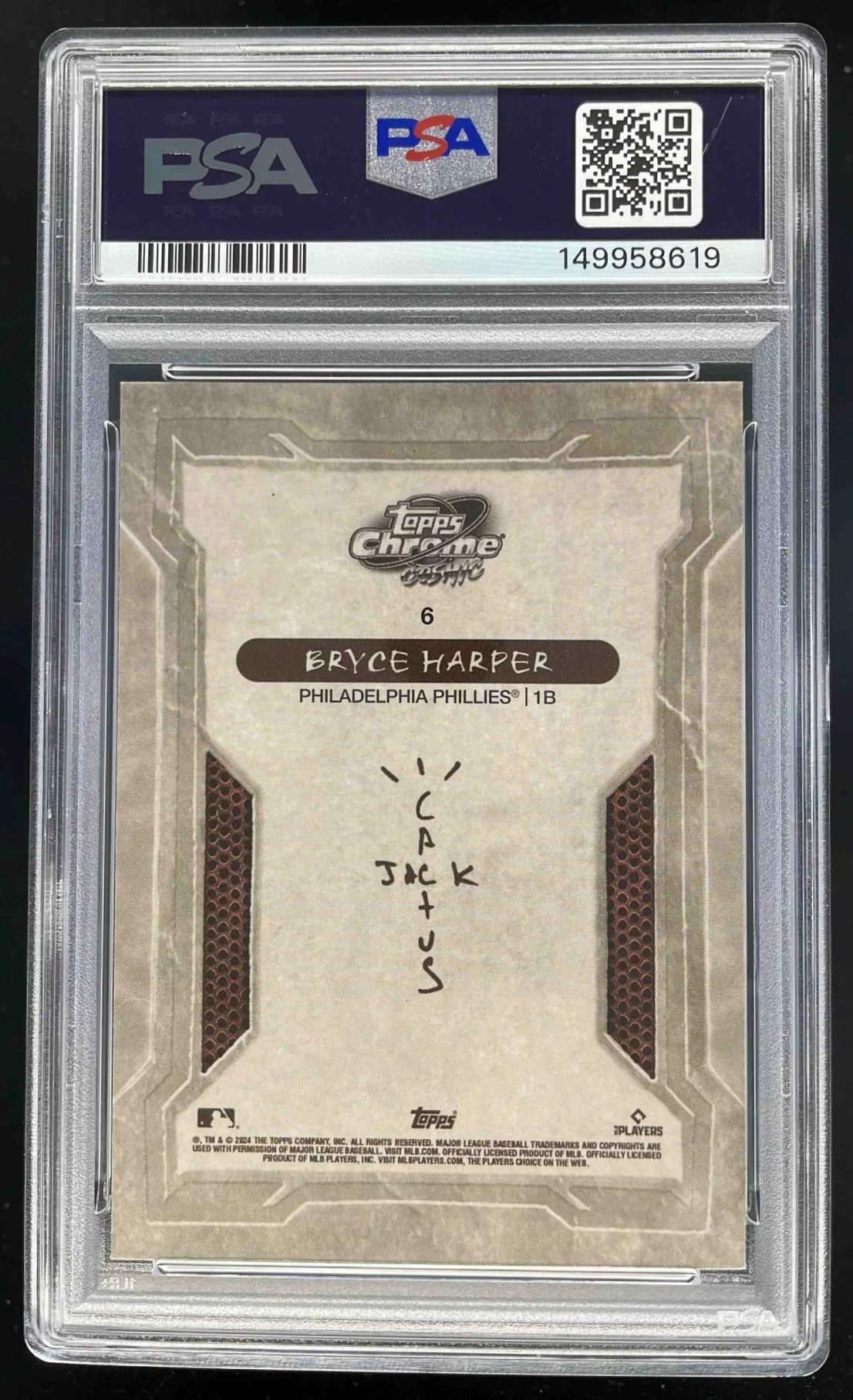 2024 Topps Cosmic Chrome x Cactus Jack #6 Bryce Harper PSA 10 - Image 2