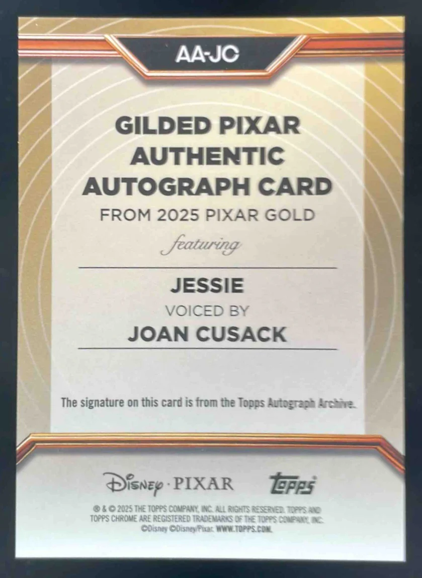 2025 Topps Pixar Gold Gilded Mini-Diamond Etch #AAJC Joan Cusack Jessie Auto /50 - Image 2