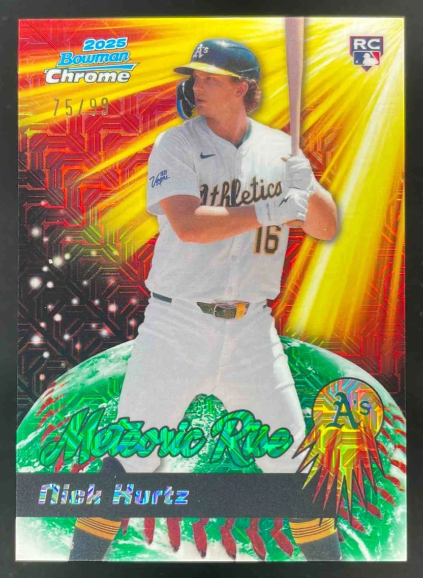 2025 Bowman Chrome Mega Box Meteoric Rise Green Mojo #MR-7 Nick Kurtz RC /99