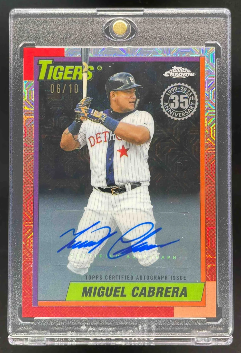 2025 Topps Update Silver Pack 1990 Chrome Black #U90C-97 Miguel Cabrera Auto /10
