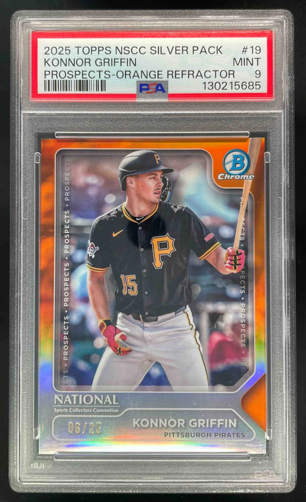 2025 Topps NSCC Silver Pack Wrapper MLB Bowman Orange Konnor Griffin /25 PSA 9