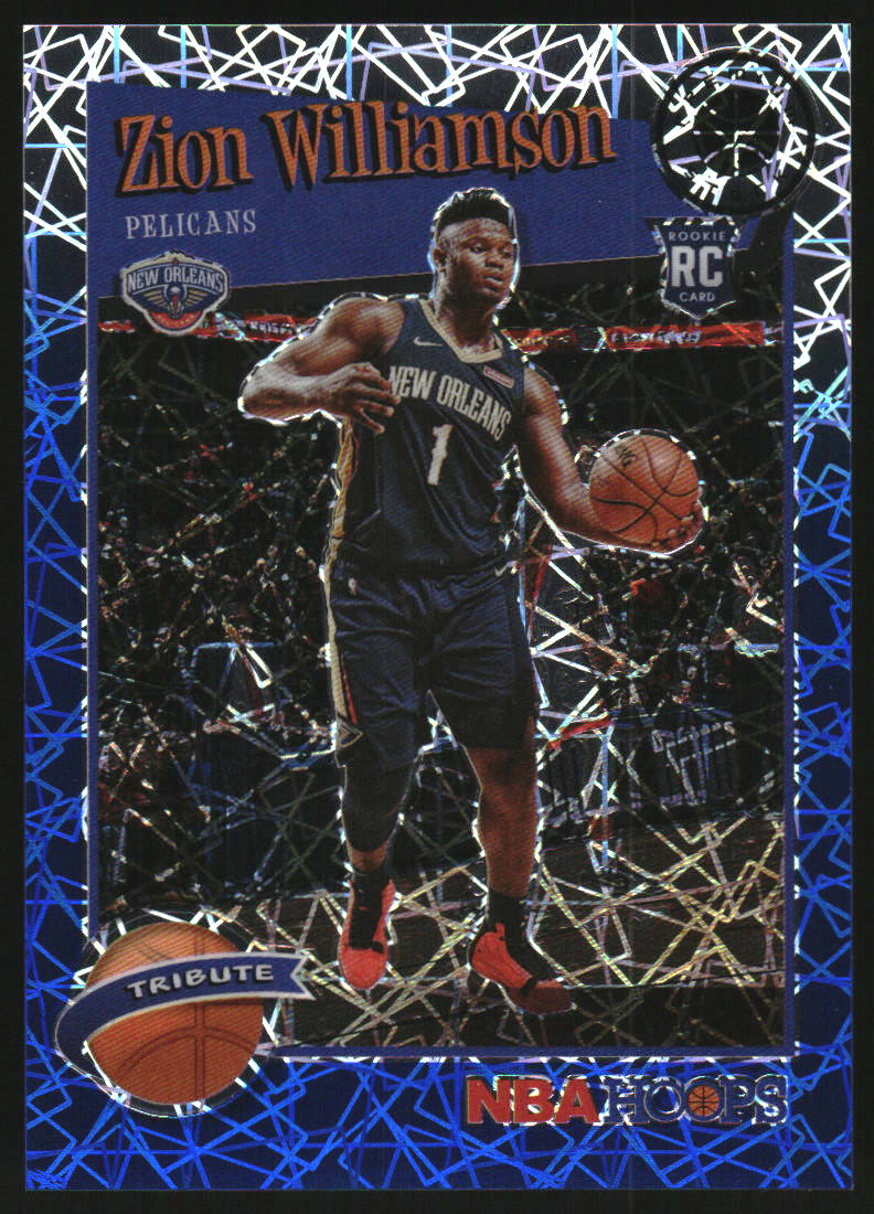 2019-20 Hoops Premium Stock Prizms Blue Laser #296 Zion Williamson RC /99
