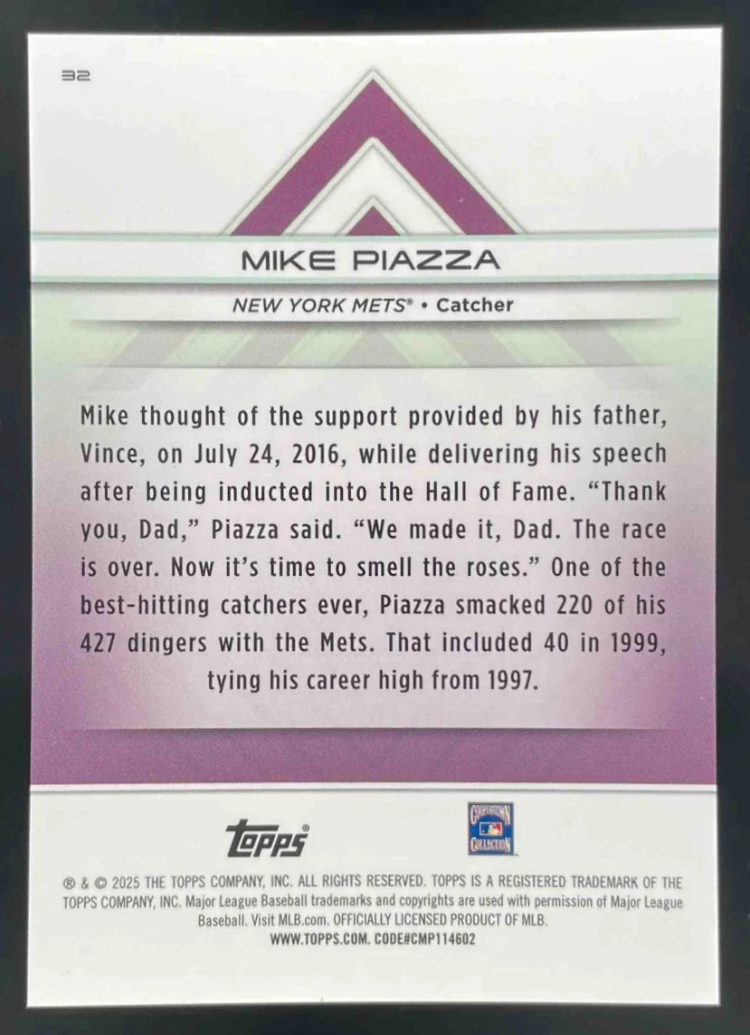 2025 Topps Transcendent Collection Transcendent Icons Chrome #32 Mike Piazza - Image 2