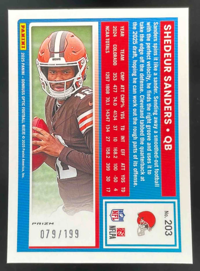 2025 Donruss Optic Rated Rookie Flex Prizm #203 Shedeur Sanders RC /199 - Image 2