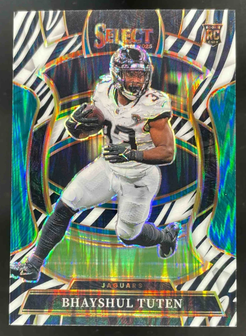 2025 Panini Select Concourse Zebra Prizm Shock #29 Bhayshul Tuten RC