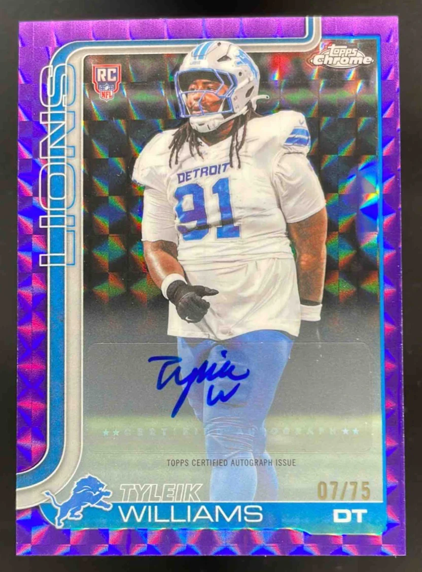 2025 Topps Chrome Rookie Purple Geometric #RA-TW Tyleik Williams RC Auto /75