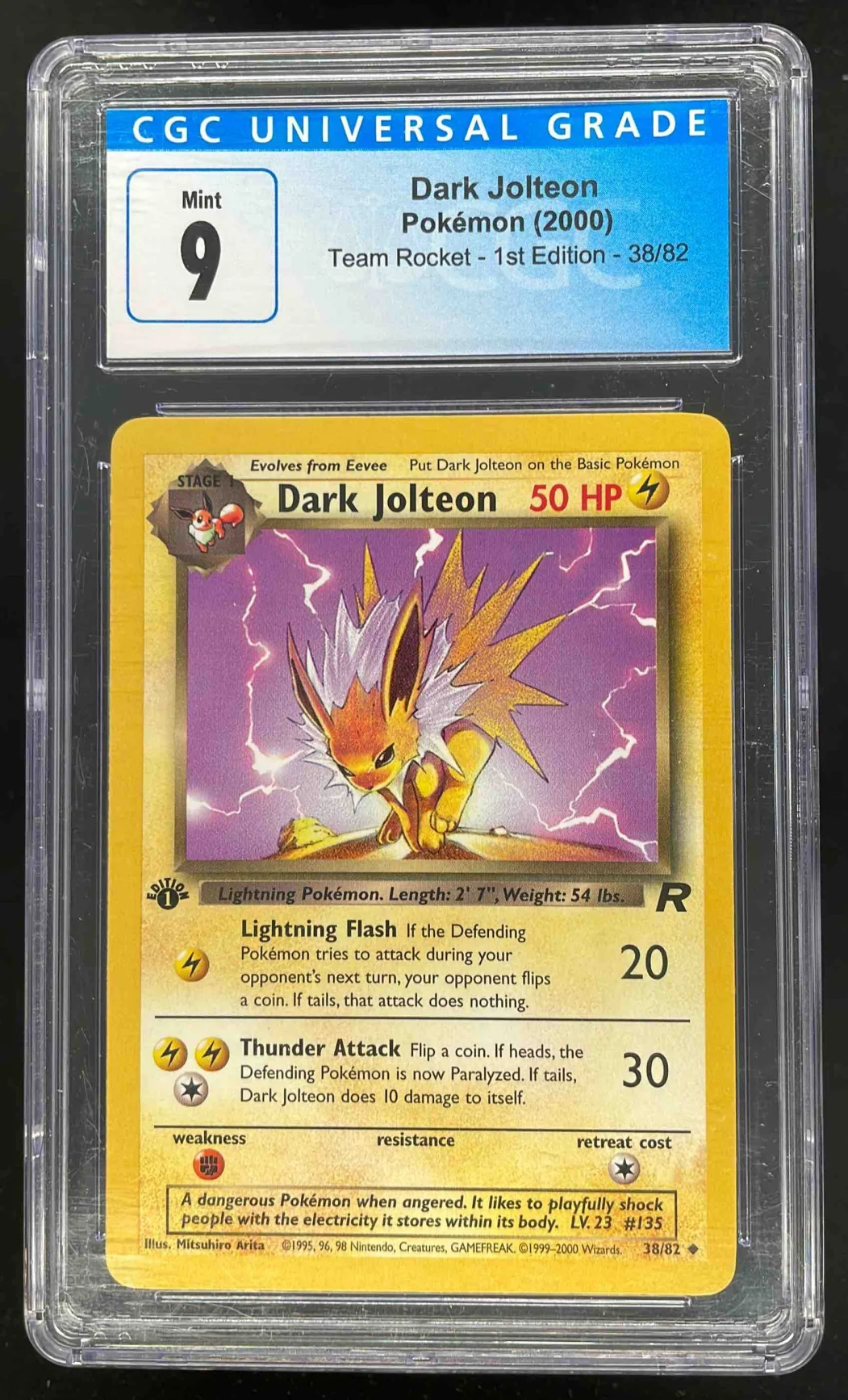 2000 Pokemon Team Rocket First Edition #38/82 Dark Jolteon CGC 9