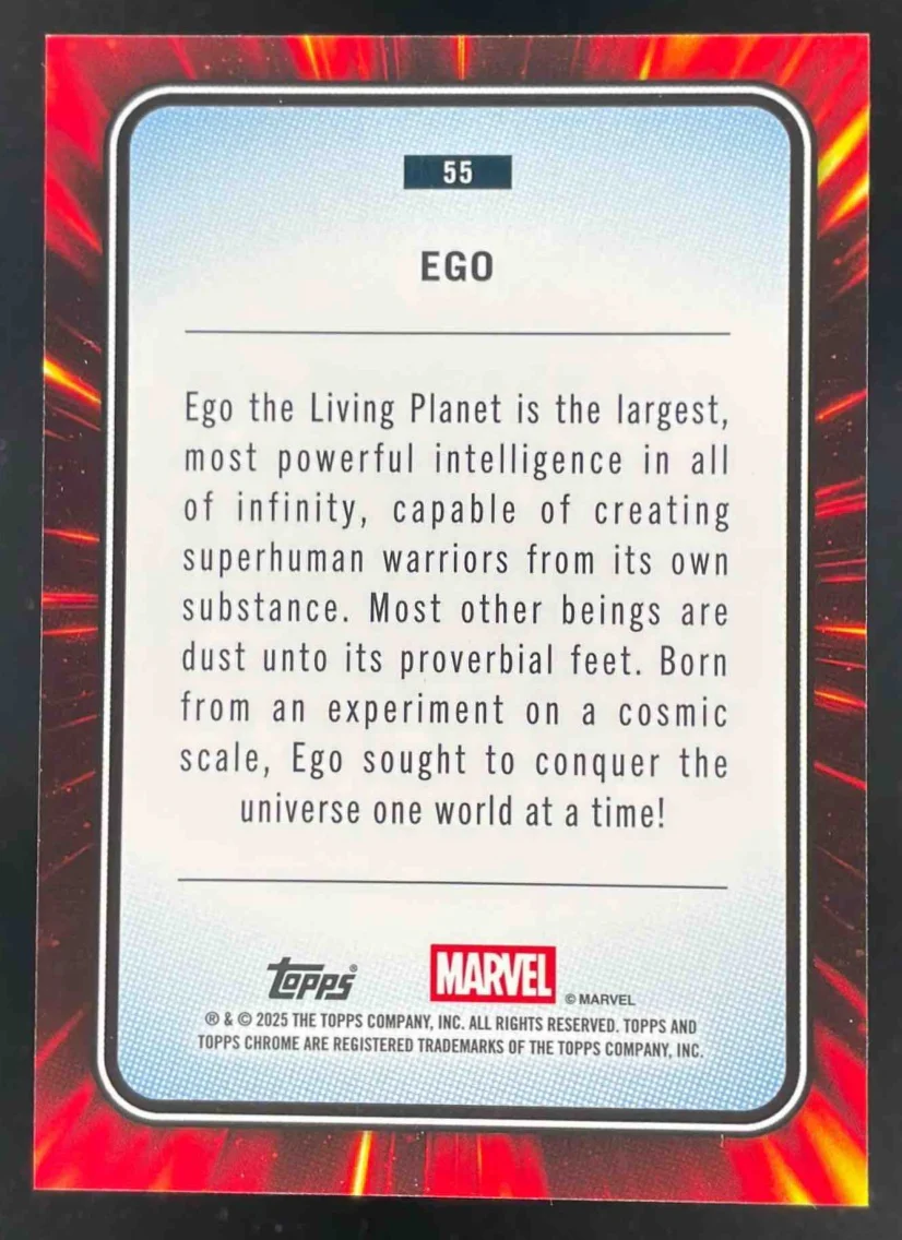 2025 Topps Chrome Marvel Sapphire Black Sapphire Refractor #55 Ego /10 - Image 2