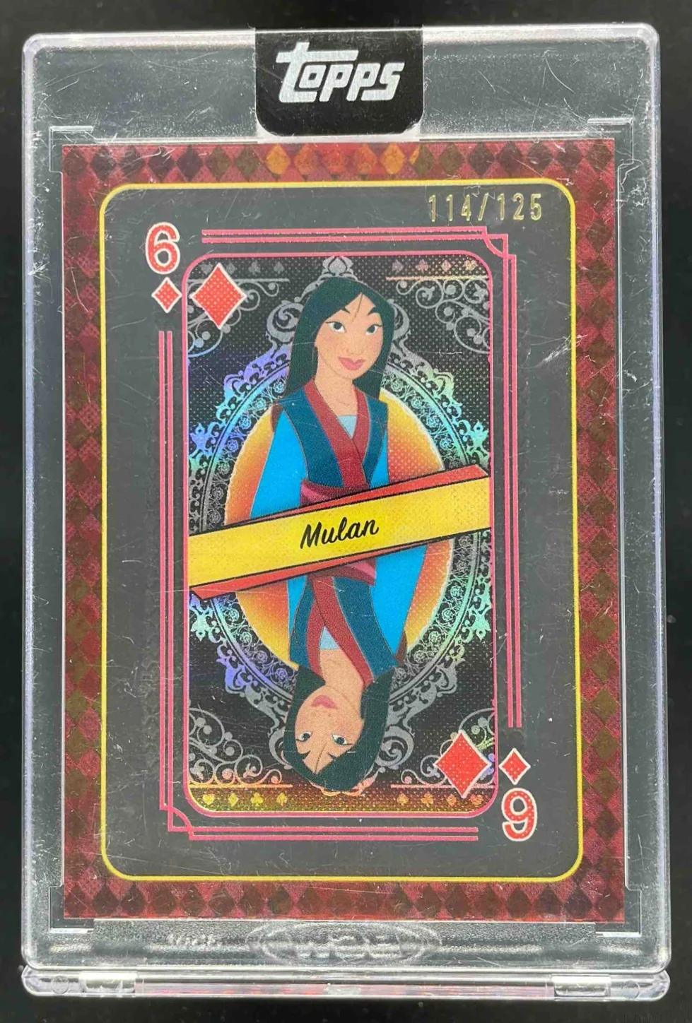 2025 Topps Mint Disney Encased Queen of Hearts Acetate Playing Cards Mulan /125