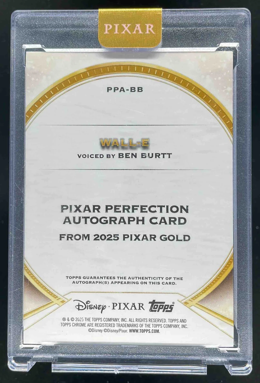 2025 Topps Pixar Gold Pixar Perfection Encased #BB Ben Burtt as WALL-E Auto /100 - Image 2