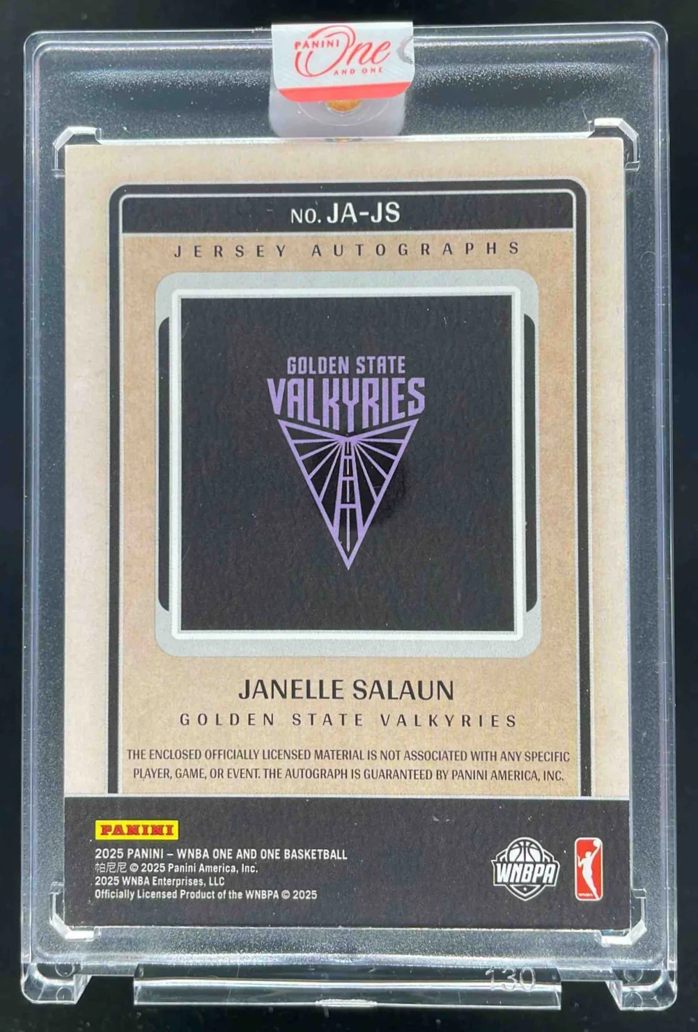2025 Panini One and One WNBA Jersey Autographs #JA-JS Janelle Salaun RC Auto /99 - Image 2