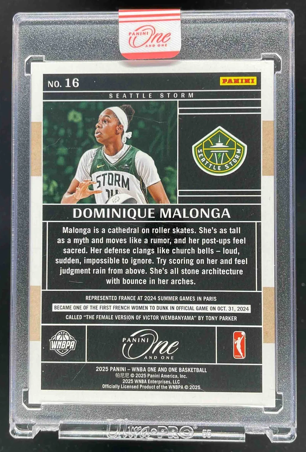 2025 Panini One and One WNBA Purple #16 Dominique Malonga RC /25 - Image 2