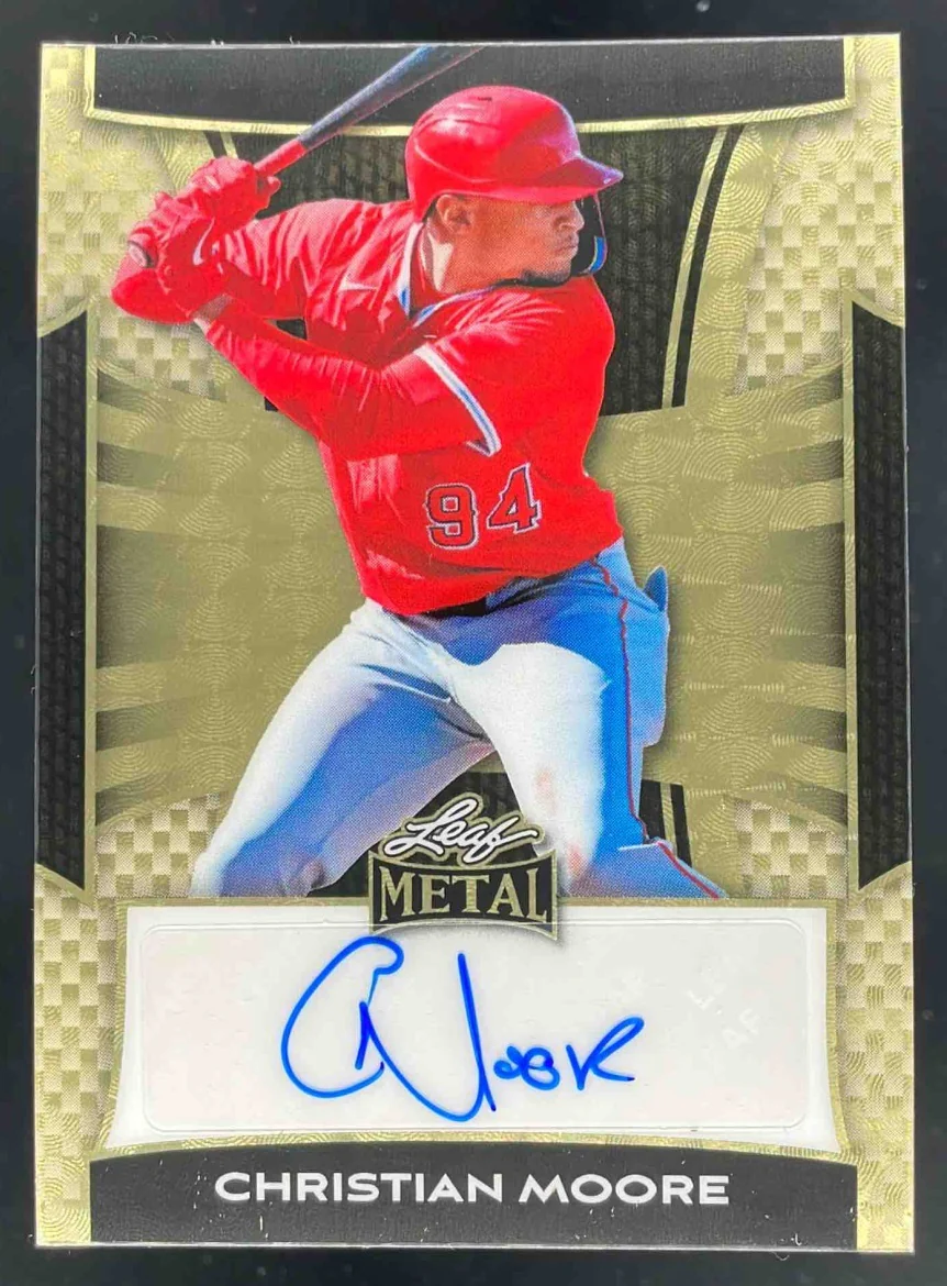 2025 Leaf Metal Autograph Prismatic Gold #BA-CM3 Christian Moore Auto 1/1