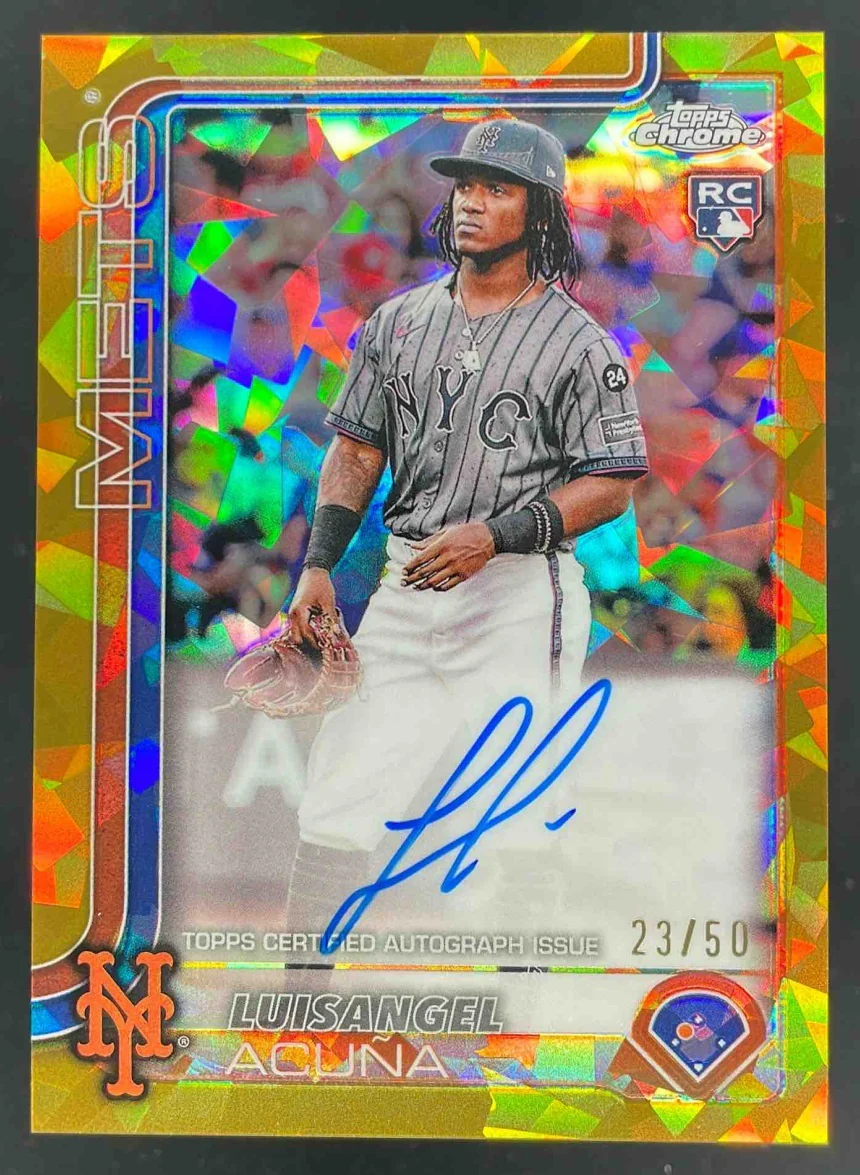 2025 Topps Chrome Update Sapphire Gold #USA-LA Luisangel Acuna RC Auto /50
