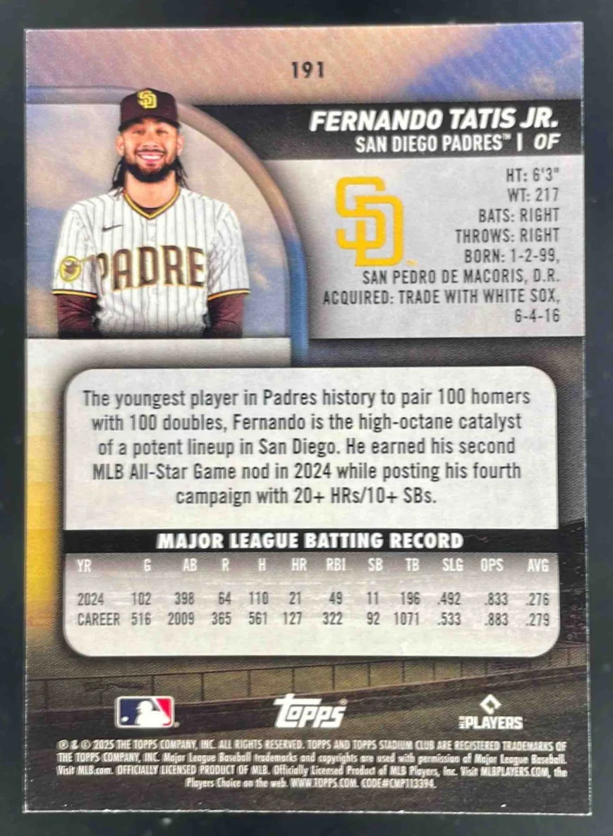 2025 Topps Stadium Club Members Only #191 Fernando Tatis Jr. - Image 2