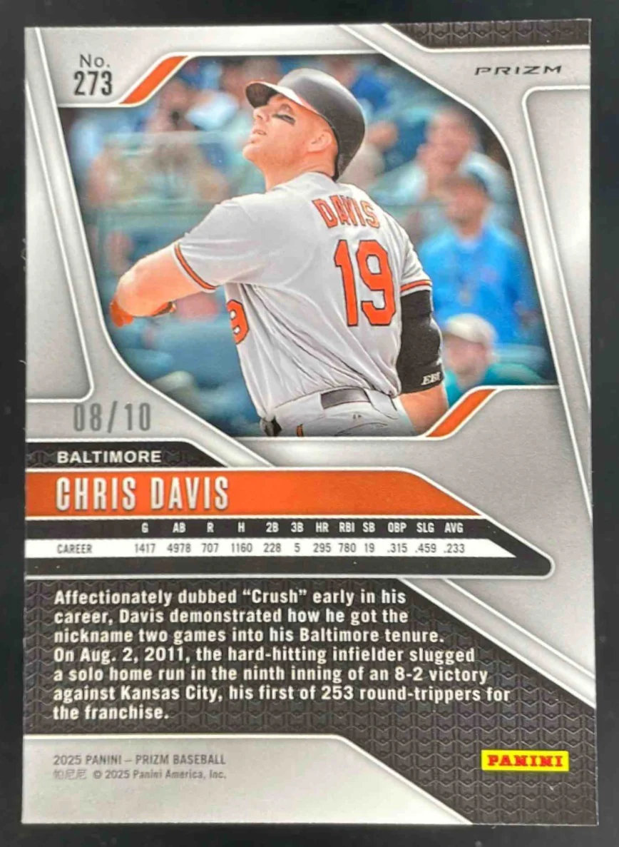 2025 Panini Prizm Prizms Gold #273 Chris Davis /10 - Image 2