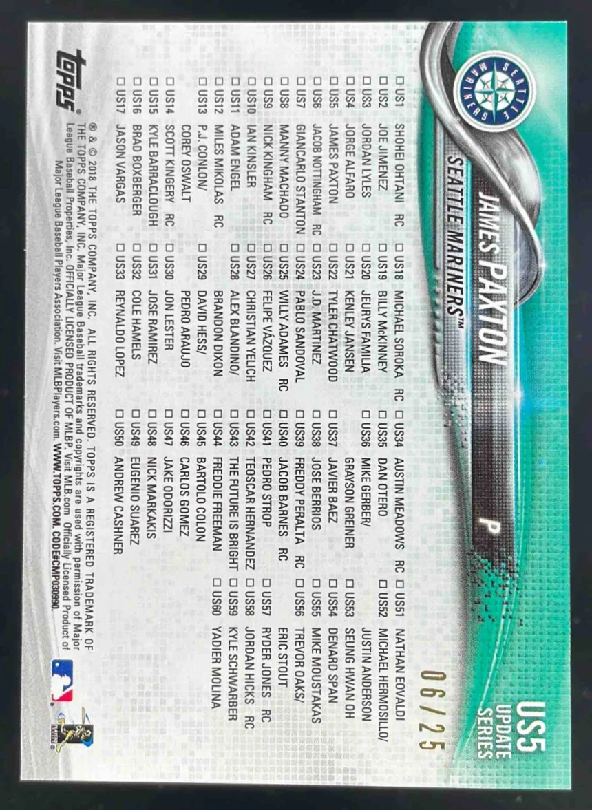 2018 Topps Update Memorial Day Camo #US5 Paxton Throws No-No /25 - Image 2