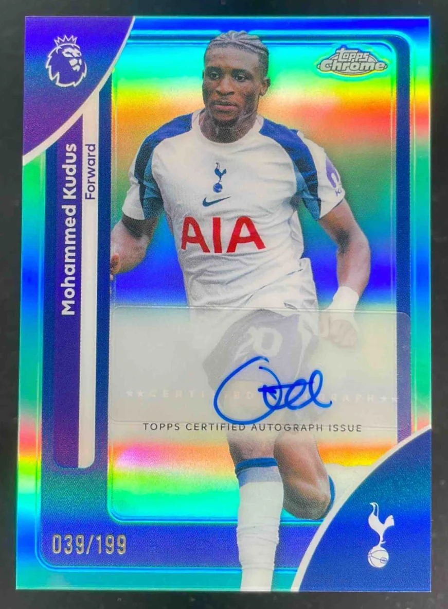 2026 Topps Chrome Premier League Chrome Aqua #CA-MK Mohammed Kudus Auto /199