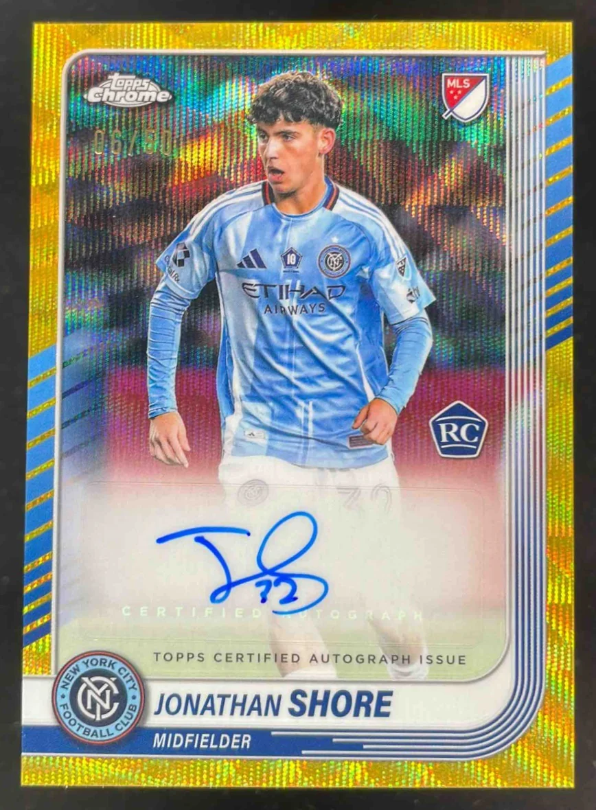 2025 Topps Chrome MLS Chrome Gold Wave #CA-JS Jonathan Shore Auto /50