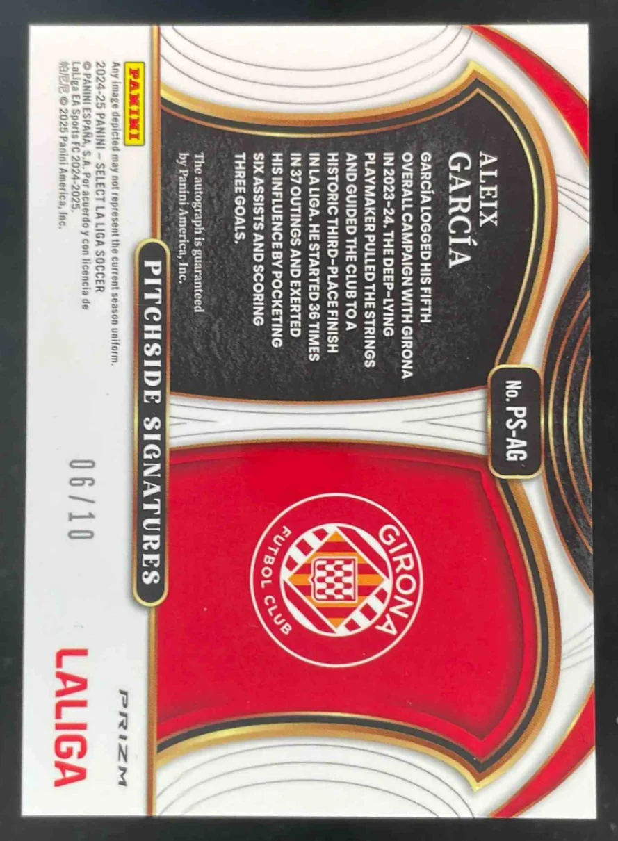 2024-25 Select La Liga Pitchside Gold Prizm #PS-AG Aleix Garcia Auto /10 - Image 2