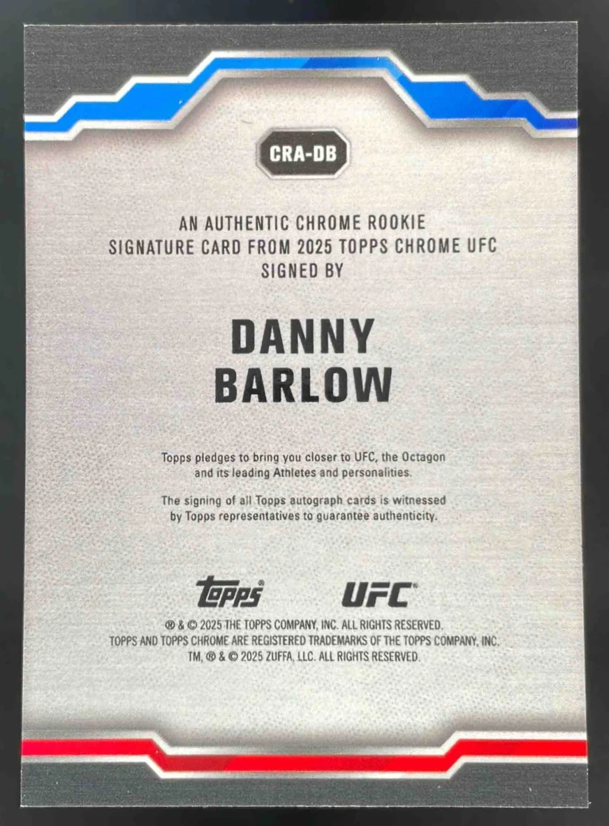 2025 Topps UFC Chrome Sapphire Rookie Gold Sapphire #DB Danny Barlow RC Auto /50 - Image 2