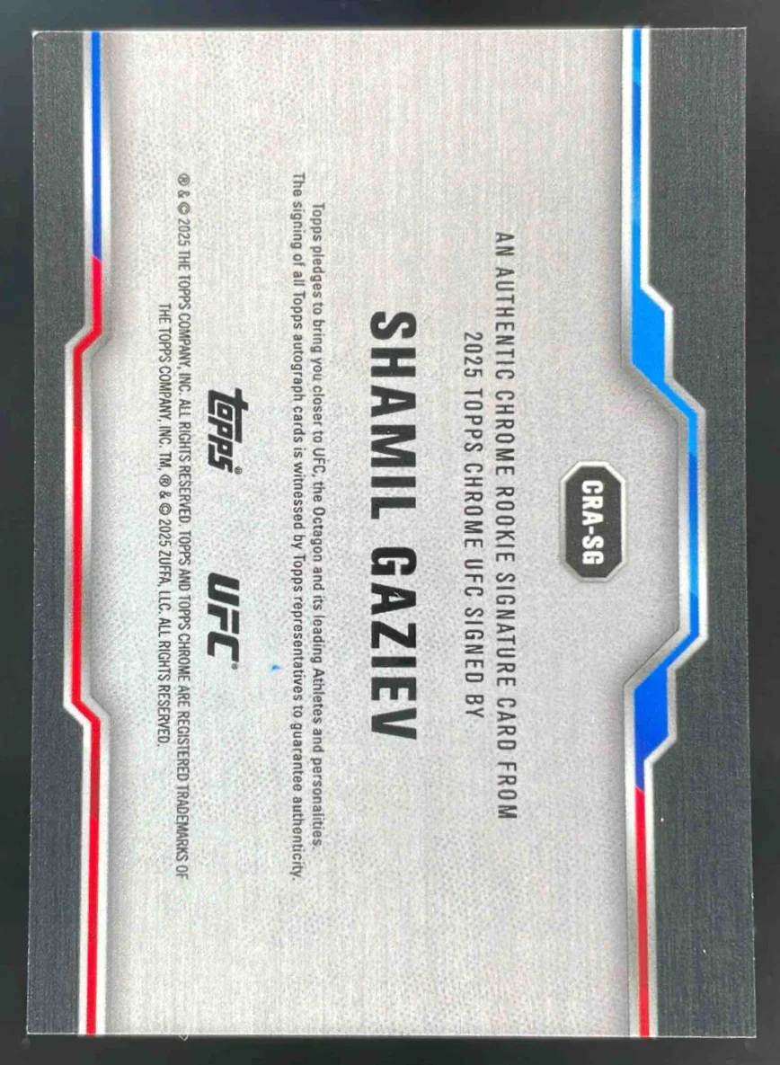 2025 Topps UFC Chrome Sapphire Rookie Gold #CRA-SG Shamil Gaziev RC Auto /50 - Image 2