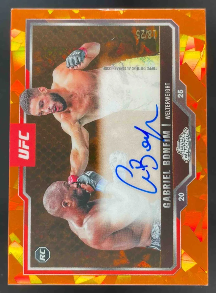 2025 Topps UFC Chrome Sapphire Rookie Orange Gabriel Bonfim RC Auto /25