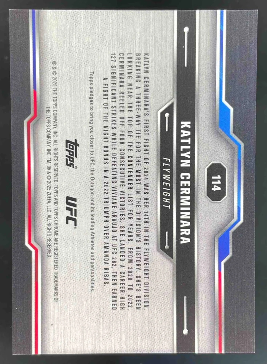 2025 Topps UFC Chrome Sapphire Purple Sapphire #114 Katlyn Cerminara /10 - Image 2