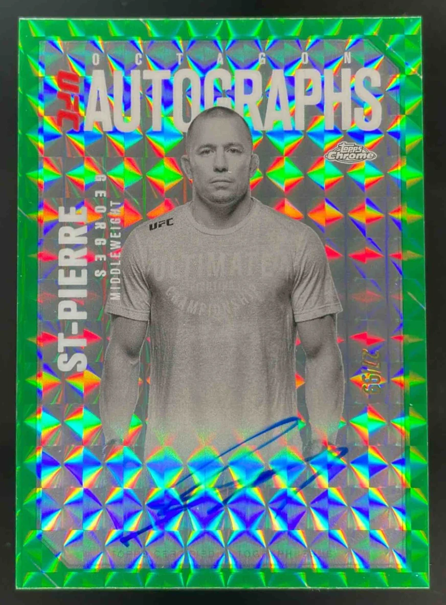 2025 Topps UFC Chrome Octagon Legends Green Geometric Georges St-Pierre Auto /99