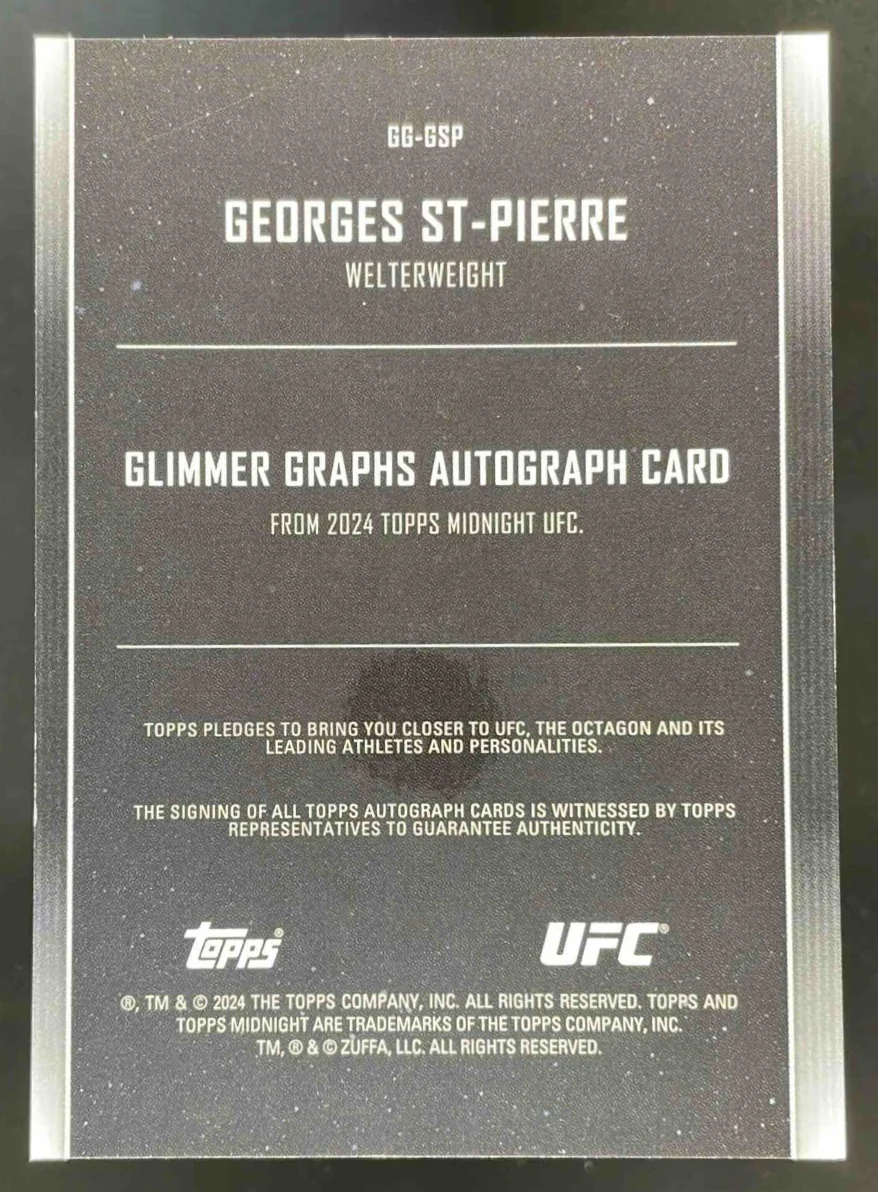 2024 Topps Midnight UFC Glimmer Graphs #GG-GSP Georges St-Pierre Auto - Image 2