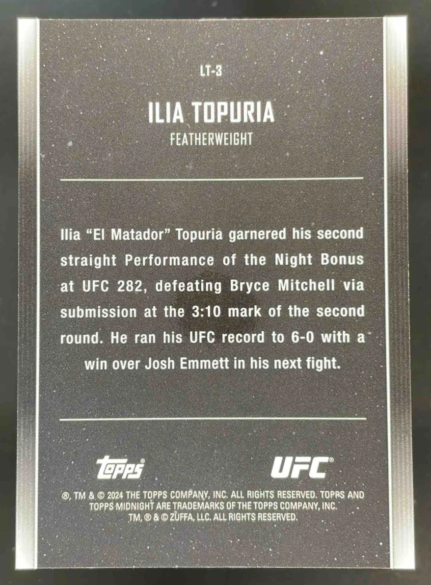 2024 Topps Midnight UFC Lunar Tide Twilight #LT-3 Ilia Topuria /99 - Image 2