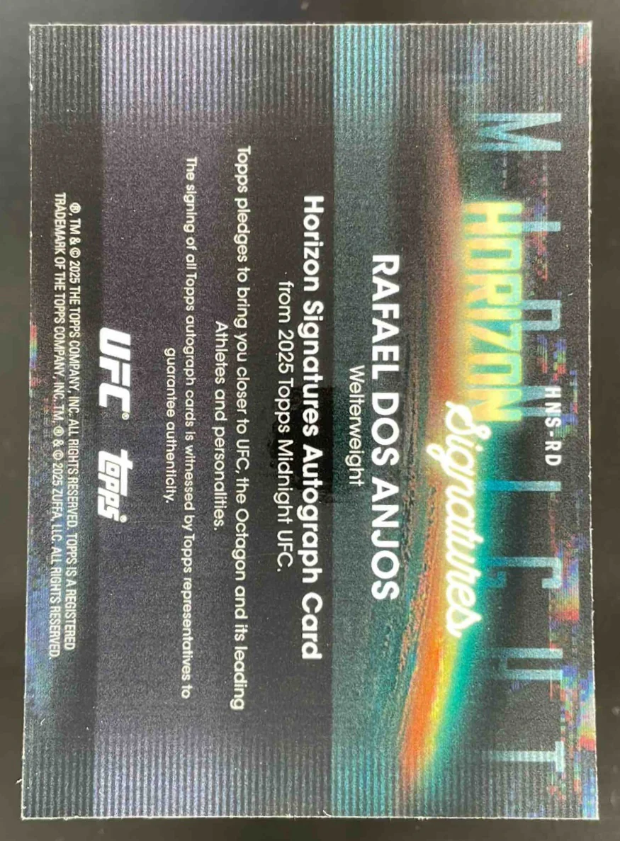 2025 Topps UFC Midnight Horizon Twilight #HNS-RD Rafael Dos Anjos Auto /99 - Image 2