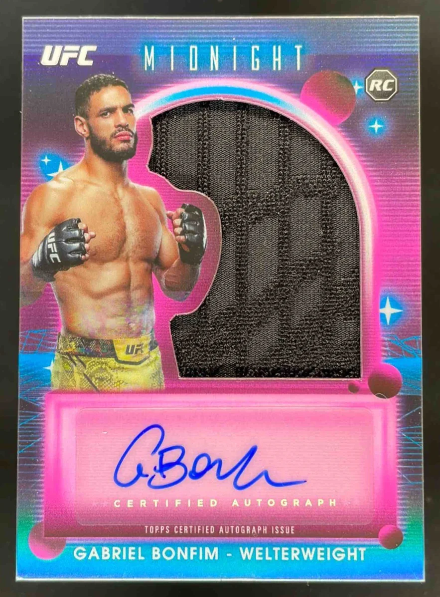 2025 Topps UFC Midnight Rookie Relic Autographs #RRA-GB Gabriel Bonfim Auto