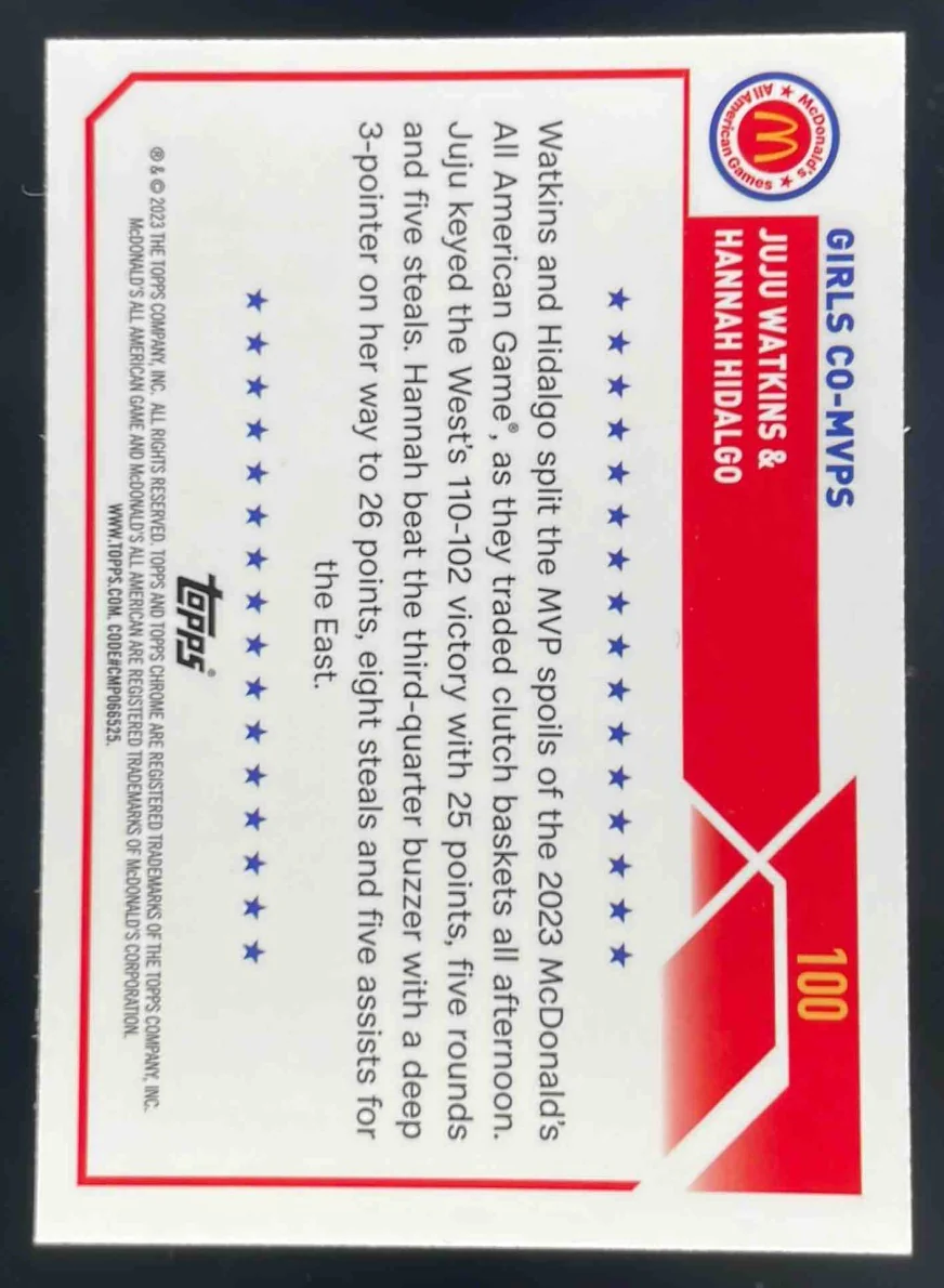 2023-24 Topps Chrome McDonald's All American Games Logo #100 Girls Co-MVPs - Image 2